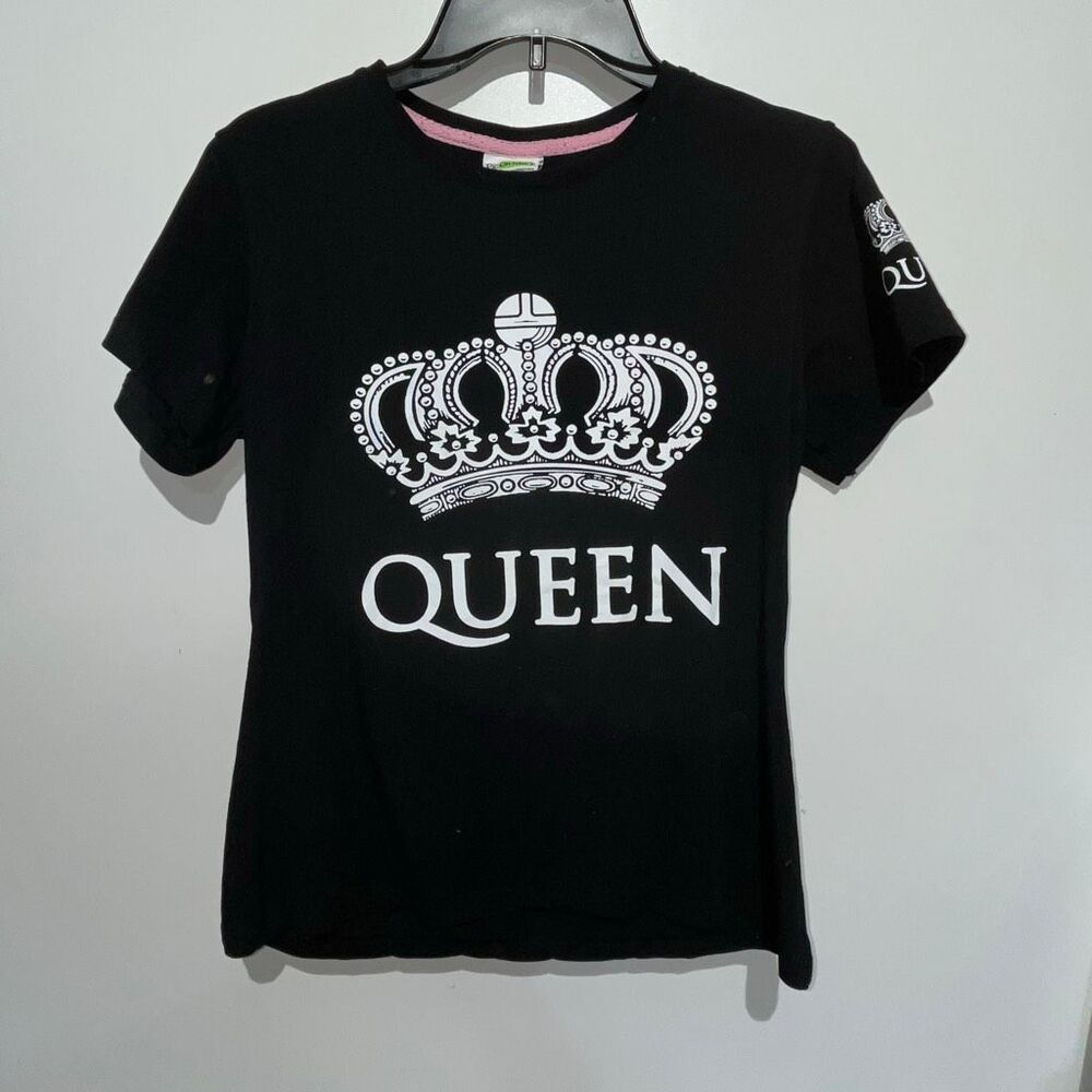 Pic On Tshirt‎ Women's Queen Crew Neck Short Sleeve Graphic T-Shirt Black Medium